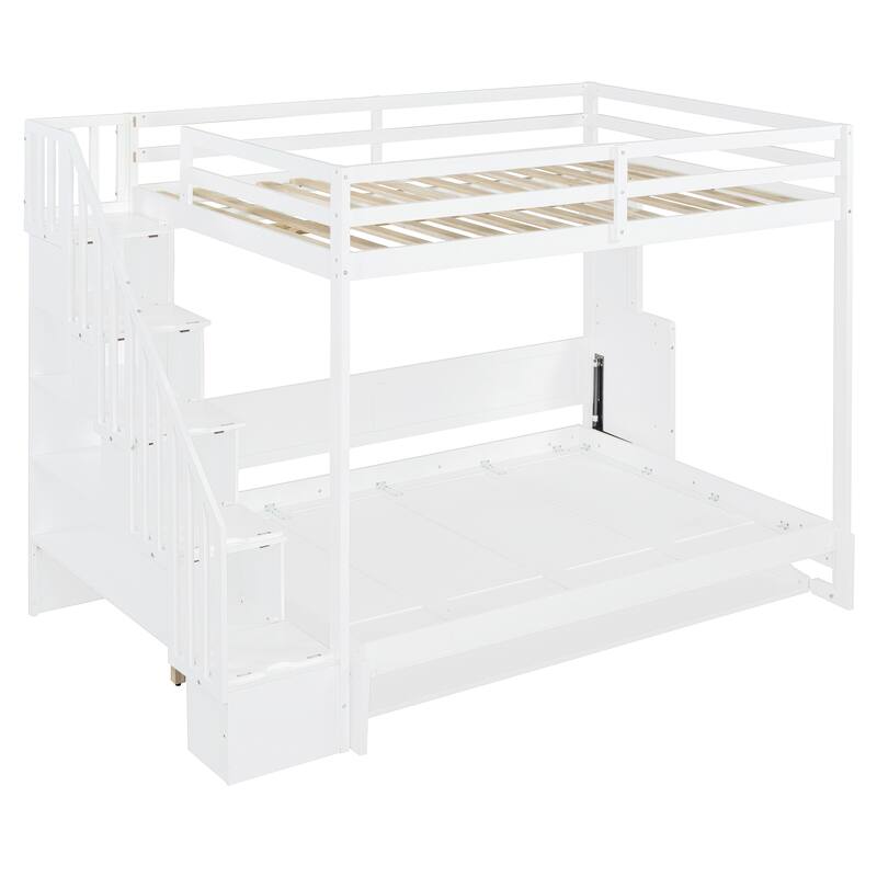 Space-Saving Full Size Murphy Bed with Hydraulic Lift and Built-In Desk, White