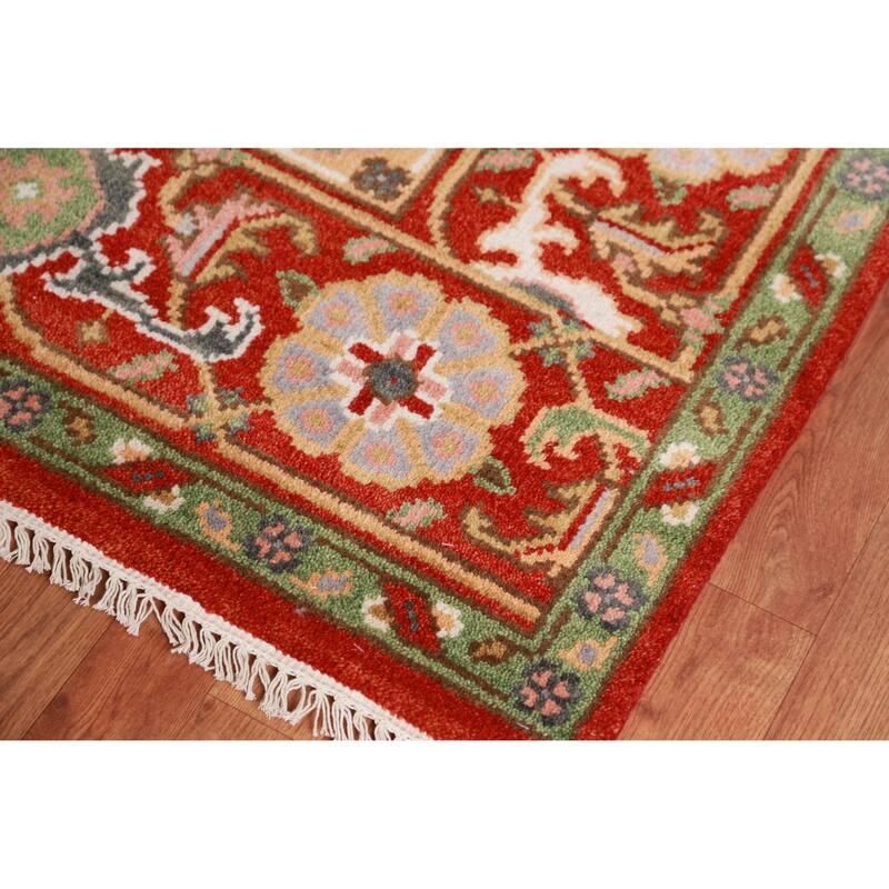 Hand Knotted Oriental 100% Wool Carpet Traditional Medallion Beige & Ivories Heriz (serapi) Area Rug - 9' 11'' X 8' 0''