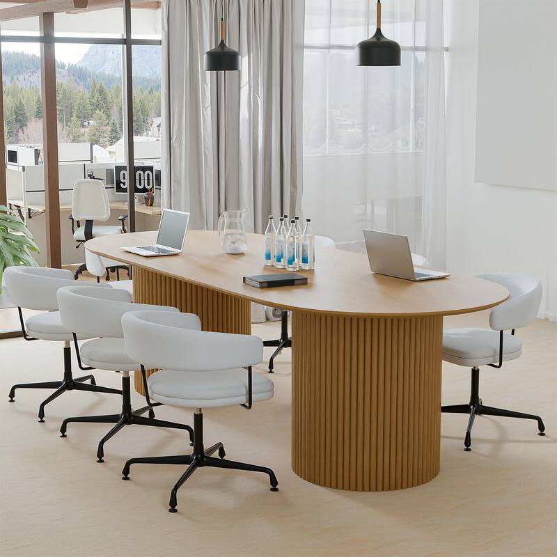 86" Big Solid Wood Oval Table Conference Table for Large Meeting Rooms