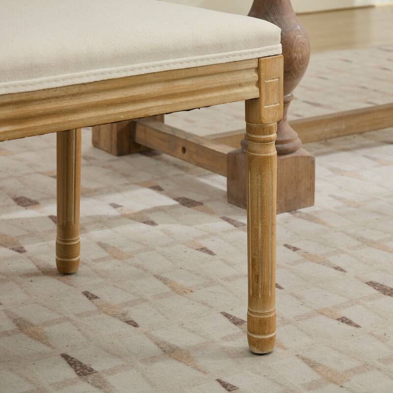 GDF Studio - French Modern Wood Dining Chairs with Rattan Backrest, Upholstered Seat, Set of 2 with Carved Frame