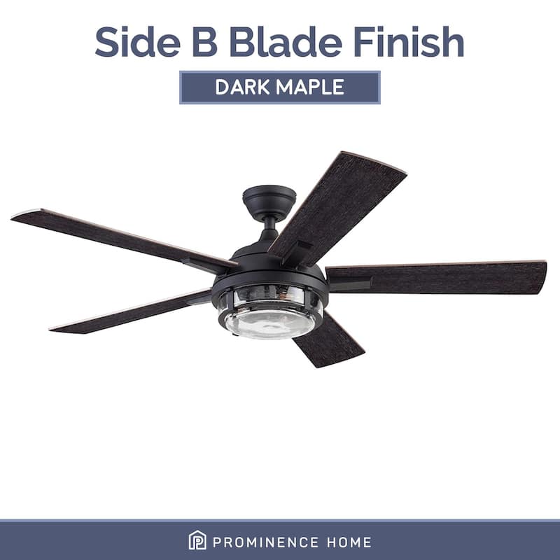 52" Prominence Home Freyr Indoor/Outdoor Craftsman Ceiling Fan with Remote, Textured Black - 52