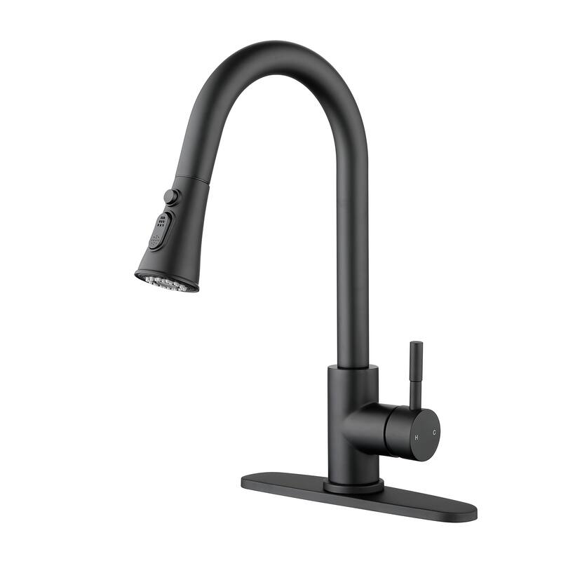 Single Handle Pull-down Sprayer Kitchen Faucet With Deck plate