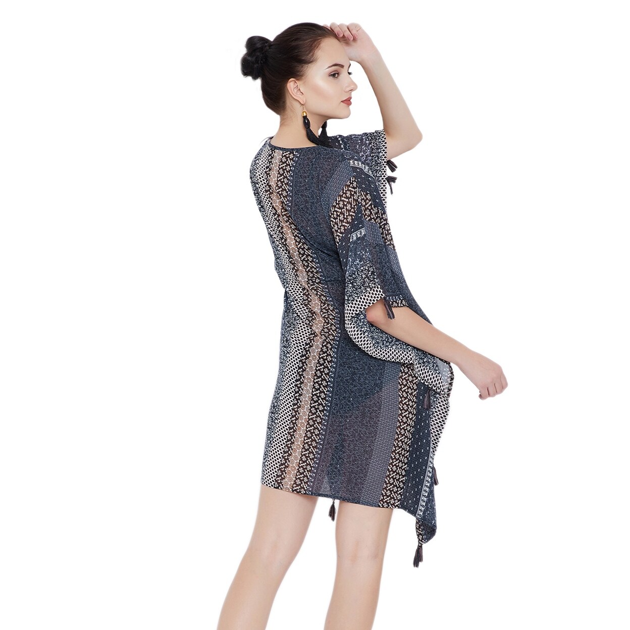 navy and white beach cover up