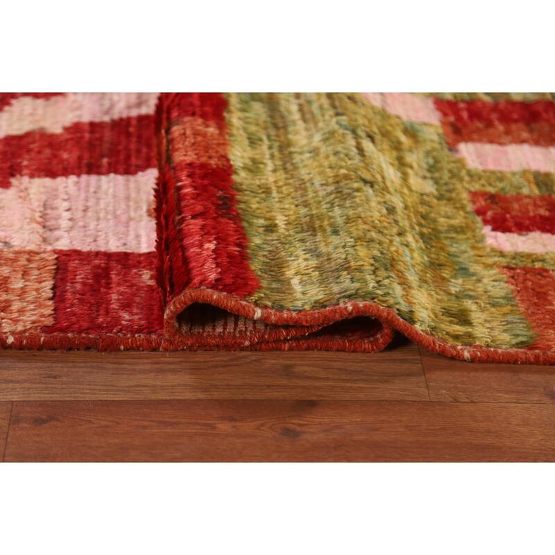 Hand Knotted Oriental 100% Wool Carpet Modern Abstract Multi-Colored Moroccan Area Rug - 8' 3'' X 5' 3''
