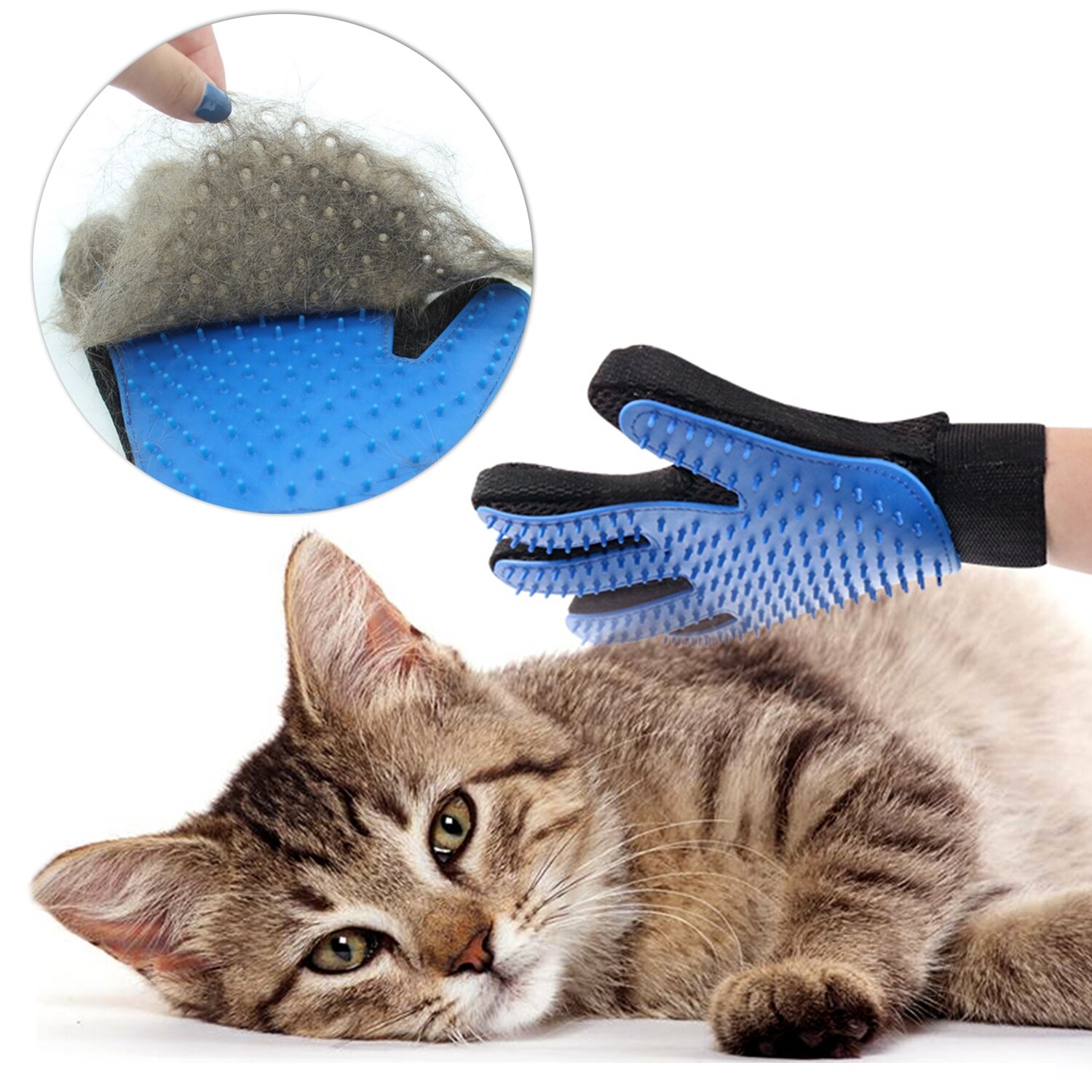 Shop Pet Grooming Gloves Brush Dog Cat Hair Remover Mitt Massage
