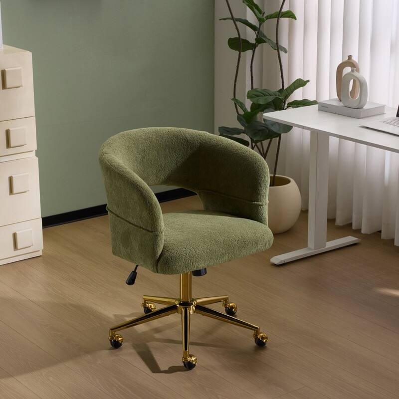 22.64 Inch Velvet Ring Backrest Swivel Office Chair