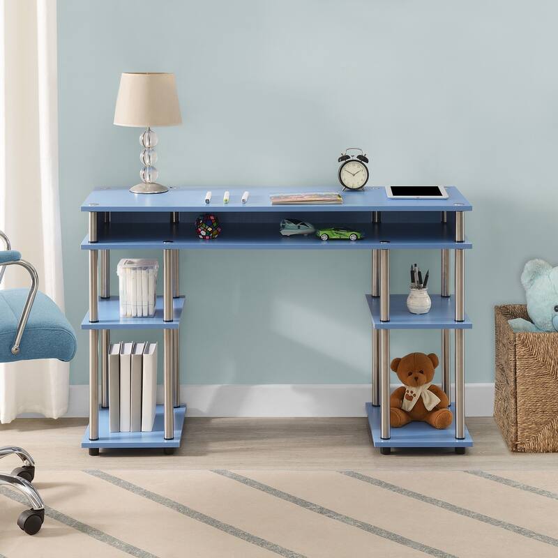 Convenience Concepts Designs2Go No Tools Student Desk with Shelves - Blue