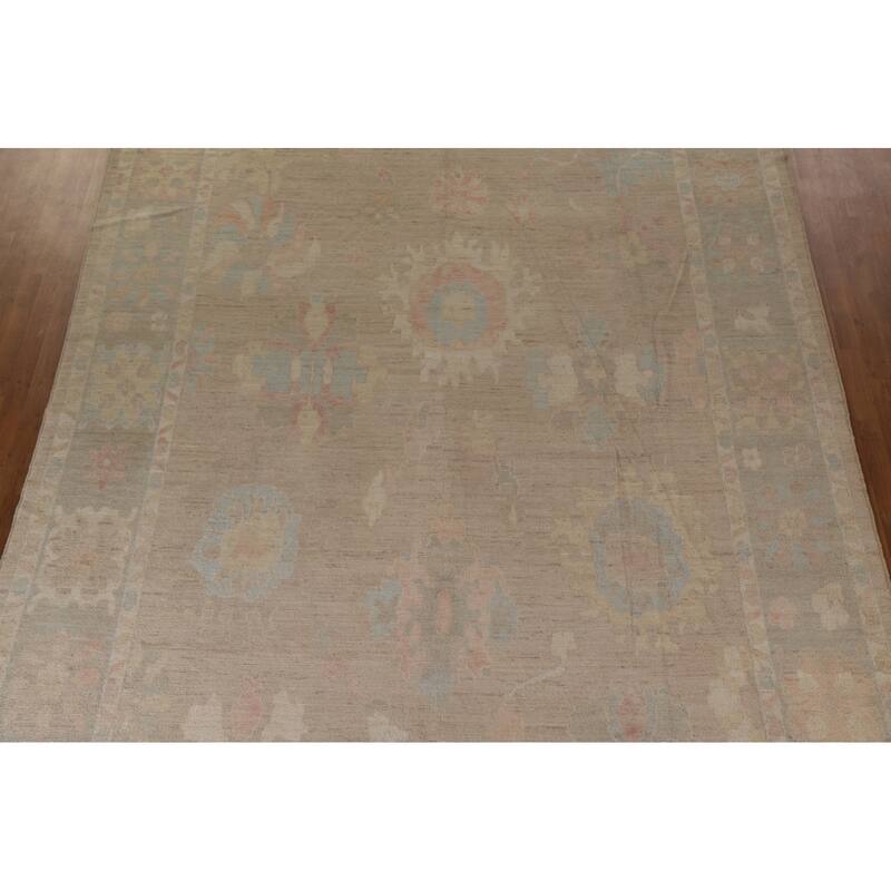 Vegetable Dye Oushak Oriental Large Rug Handmade Wool Carpet - 10'2"x 13'7"