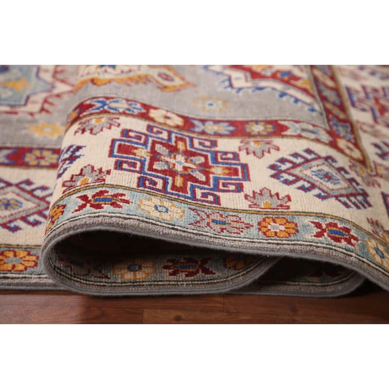Gray Kazak Living Room Area Rug Hand-Knotted Wool Carpet - 6'9" x 10'2"