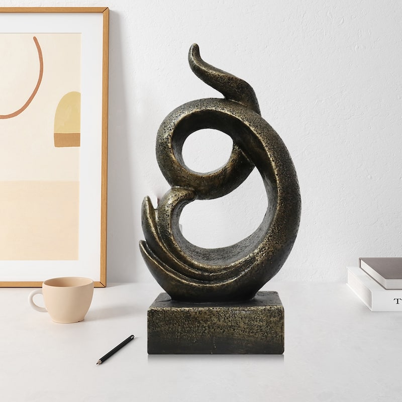 Modern Sculpture Decor Abstract Art Decoration Resin Ornament for Home - Grey