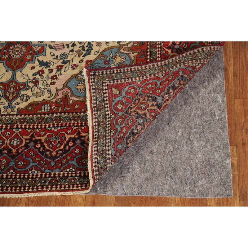 Hand Knotted Oriental 100% Wool Carpet Traditional Floral Beige & Ivories Isfahan Area Rug - 6' 7'' X 4' 4''