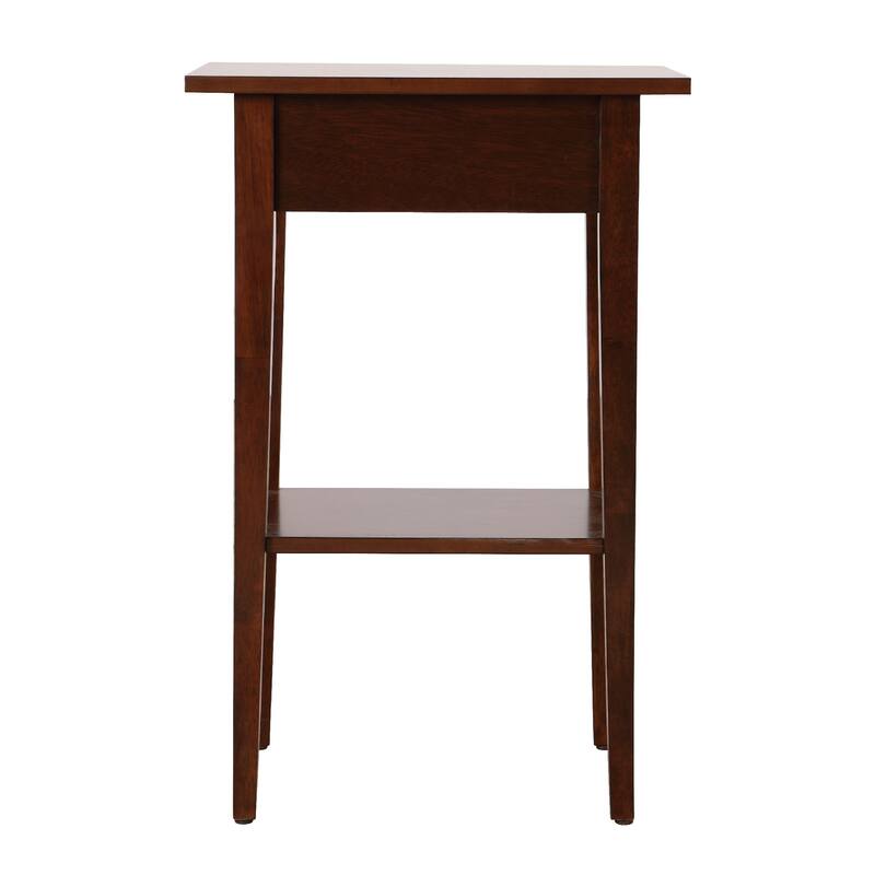 1-Drawer Wooden Nightstand with Open Shelf - 28" - Chocolate Brown