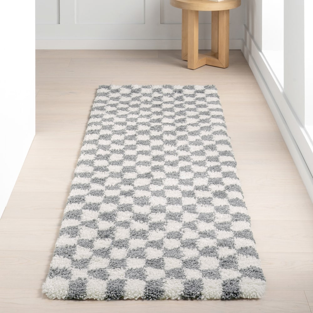 Nuloom Adelaide Mid-Century Checkered Shag Area Rug