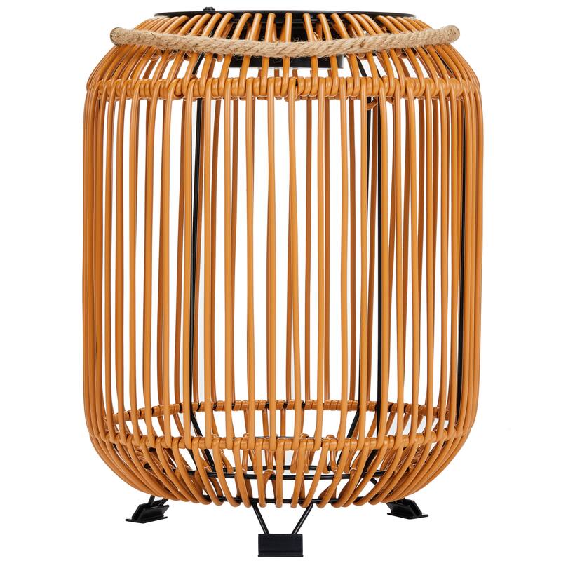 Waterproof Solar Wicker Lantern with Rattan and LED Light 11"x15"