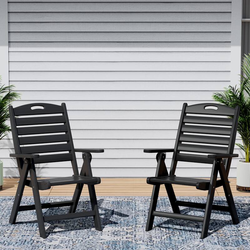 Coastline Patio Folding Highback Dining Chair Set of 2