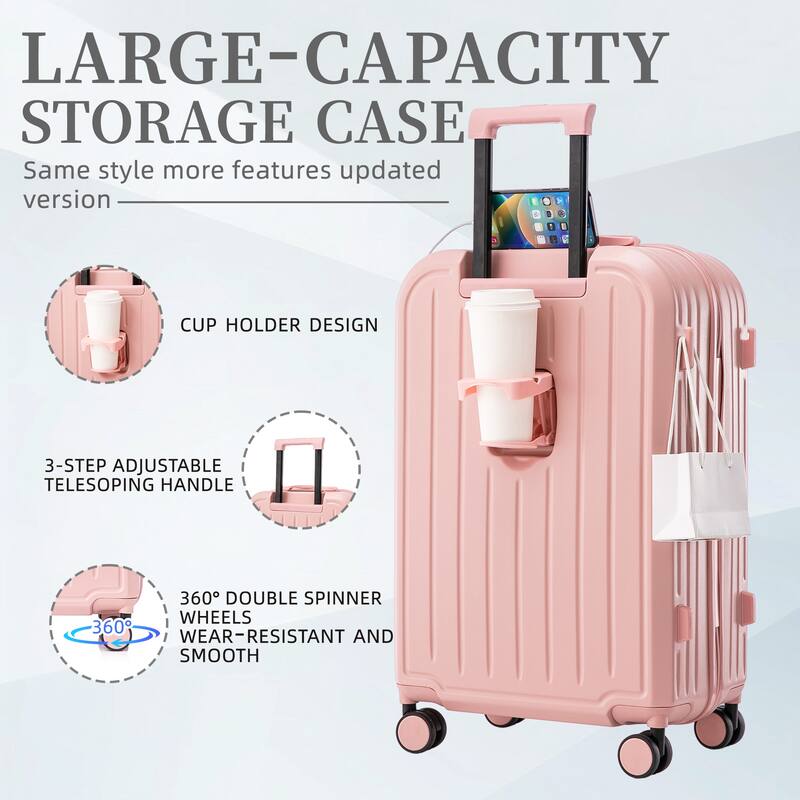 20"/24"/28" 3 pcs/set in ABS 360° Spinner Wheel Luggage, Carry on Suitcase, with Cup Holder & USB Port