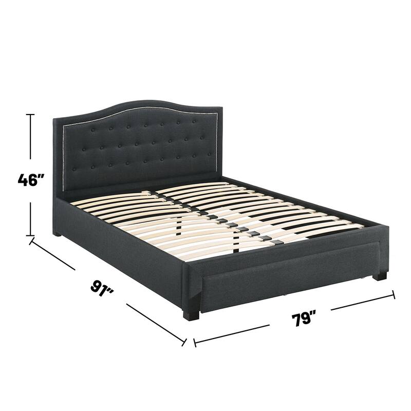 Fully Upholstered Eastern King Bed with 1 Underbed Drawer