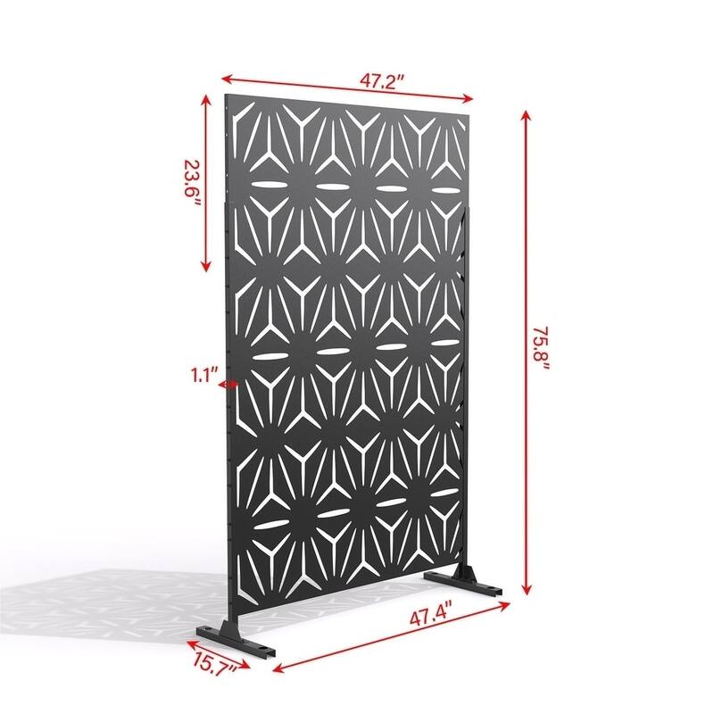 Free Standing Star Black Decorative Outdoor Privacy Screen, 47" L x 76" H