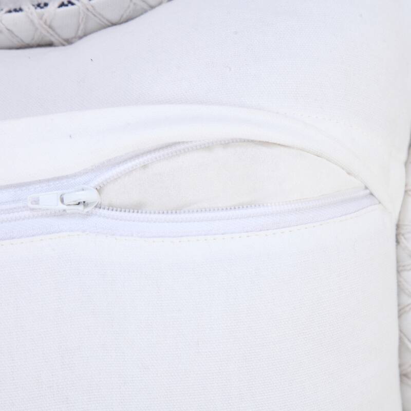 HomeRoots 20" X 20" Deep Blue And White 100% Cotton Zippered Pillow
