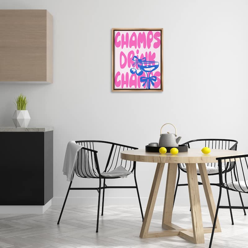 Stupell Champs Drink Champagne Framed Floater Canvas Wall Art Design By House of Lulu
