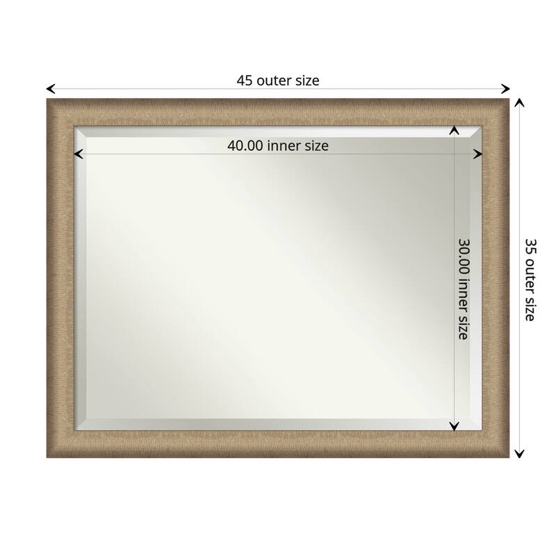 Beveled Bathroom Wall Mirror - Elegant Frame - Outer Size: 45 x 35 in - Elegant Brushed Bronze