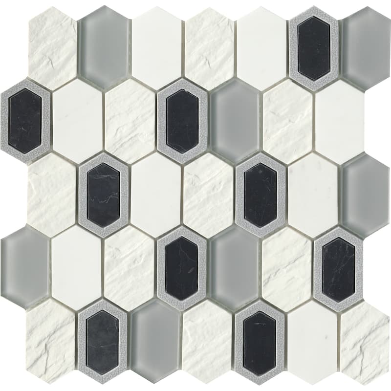 Emser Tile Literati - 12" x 12" Hexagon Geometric Mosaic Wall Tile -