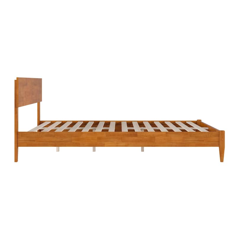 Modern Platform Bed - Low Profile Wood Bed Frame with USB Charger & Adjustable Headboard
