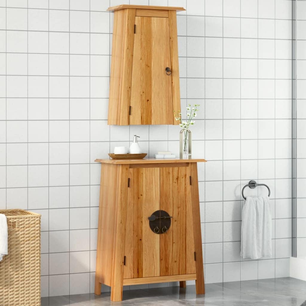 vidaXL Bathroom Furniture Set Storage Cabinet Bath Vanity Solid Wood Pine