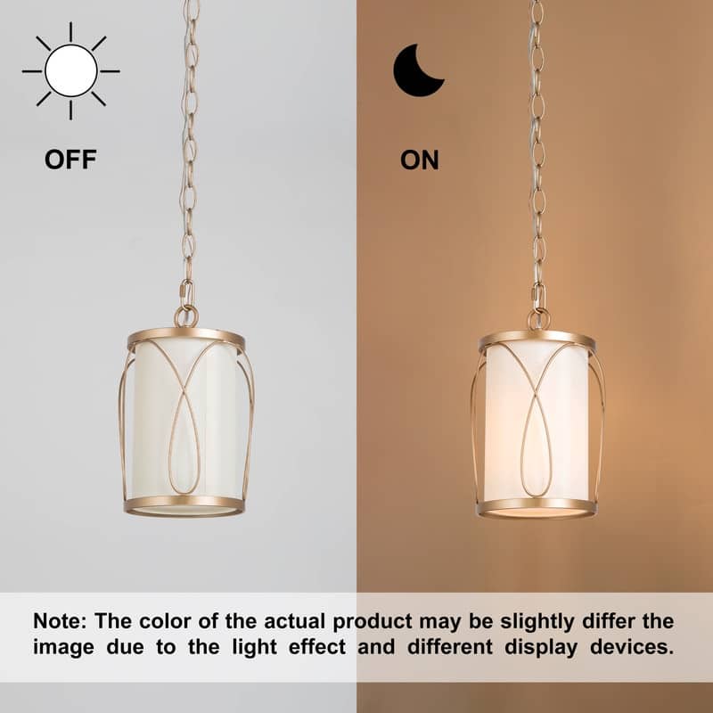 Bella Modern Farmhouse Gold Mini Pendant 1-light Adjustable Light Off-white Fabric Light Fixture - D 6"x H 10.5"