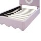 preview thumbnail 11 of 20, Eye-Catching Upholstered Platform Bed with LED Headboard, Wood Bed Frame w/Wood Slats Support, Wave Design at The End of The Bed