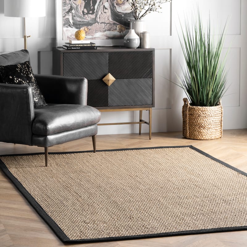 Nuloom Kiana Casual Seagrass Bordered Area Rug - 5' x 8' - Black