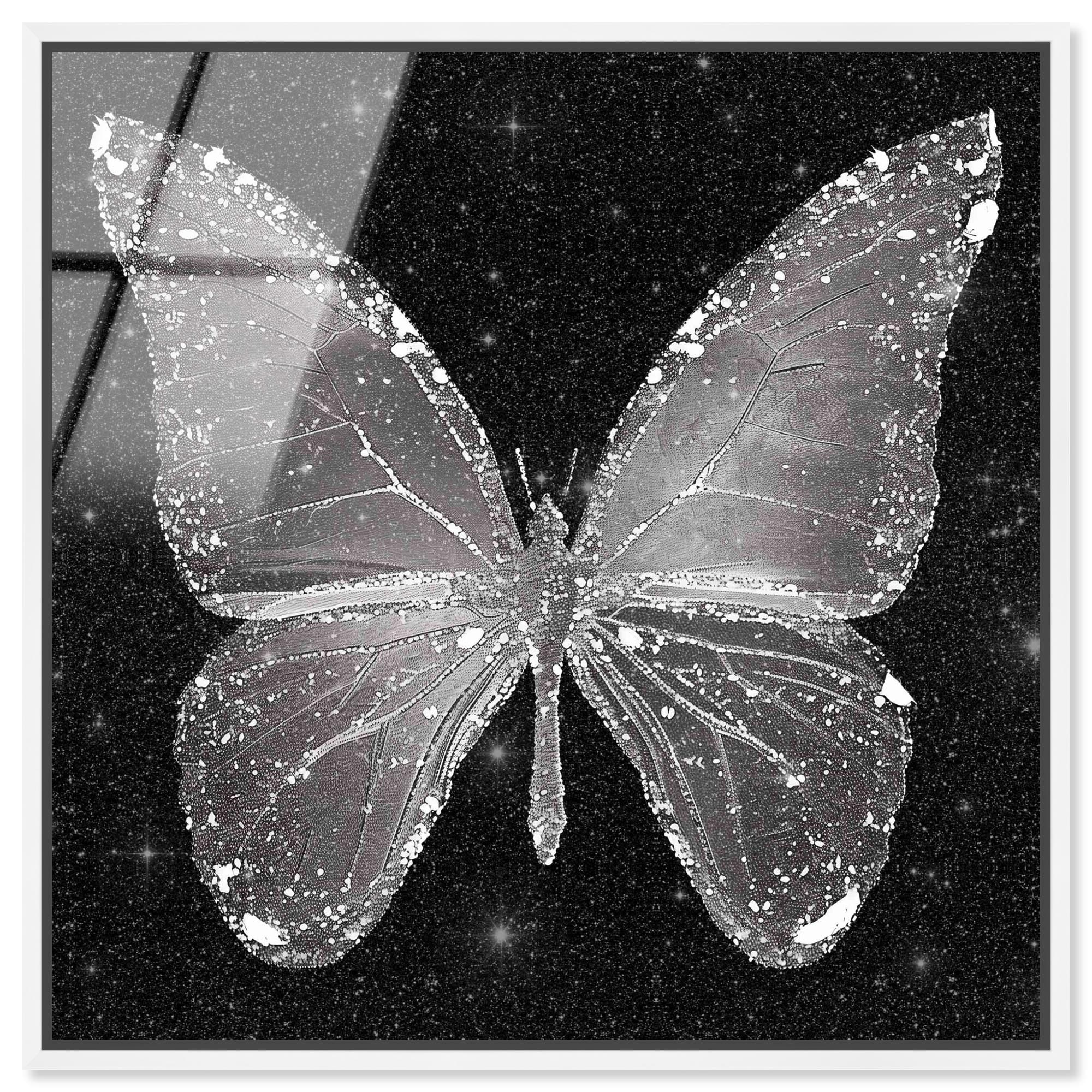 Sparkling Silver Butterfly Framed Acrylic Wall Art by Art Remedy