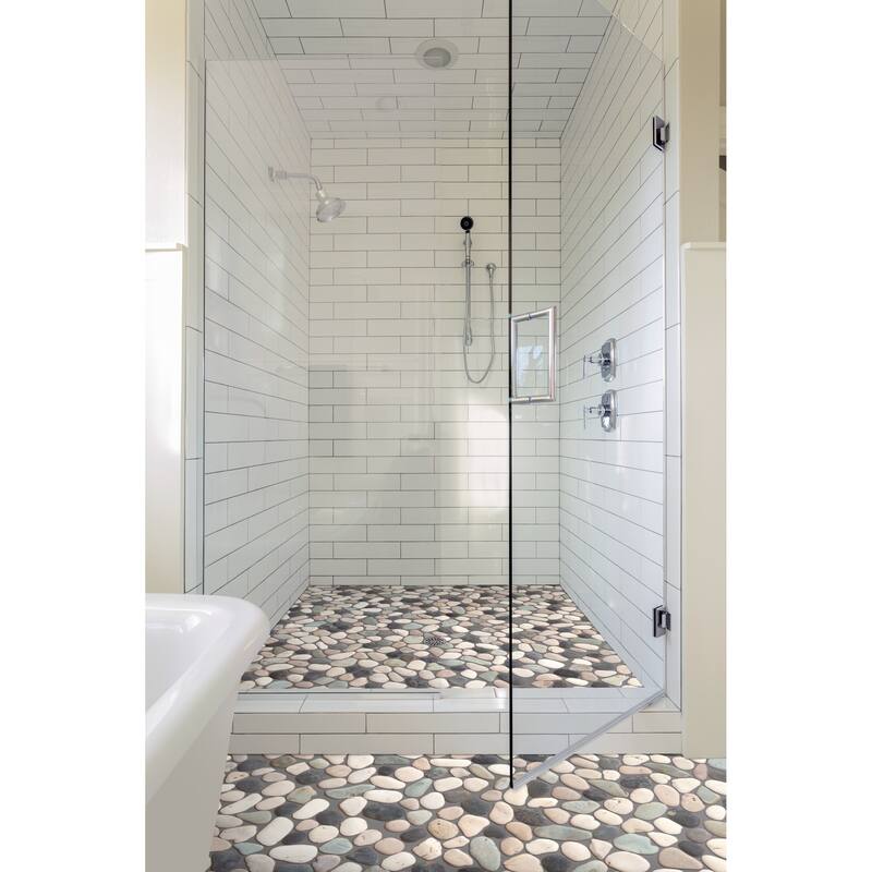 Classic Pebble 11 in. x 11 in. Mesh-Mounted Mosaic Wall and Floor Tile
