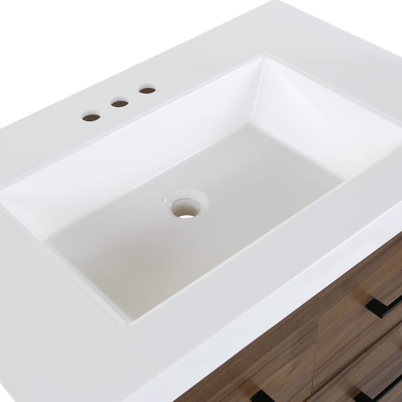 Rialta 31" 3-Drawer Bathroom Vanity With White Sink Top