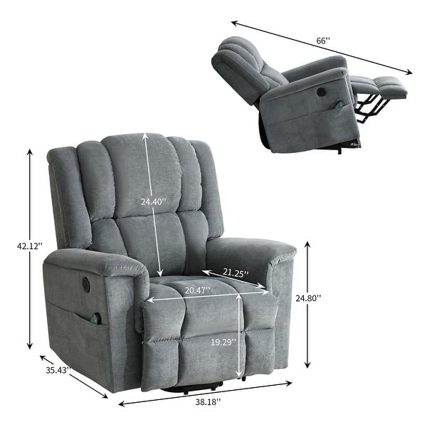 dimension image slide 0 of 3, Power Lift Recliner Chair for Elderly with Heat and Massage,Infinite Position and USB Charge Port