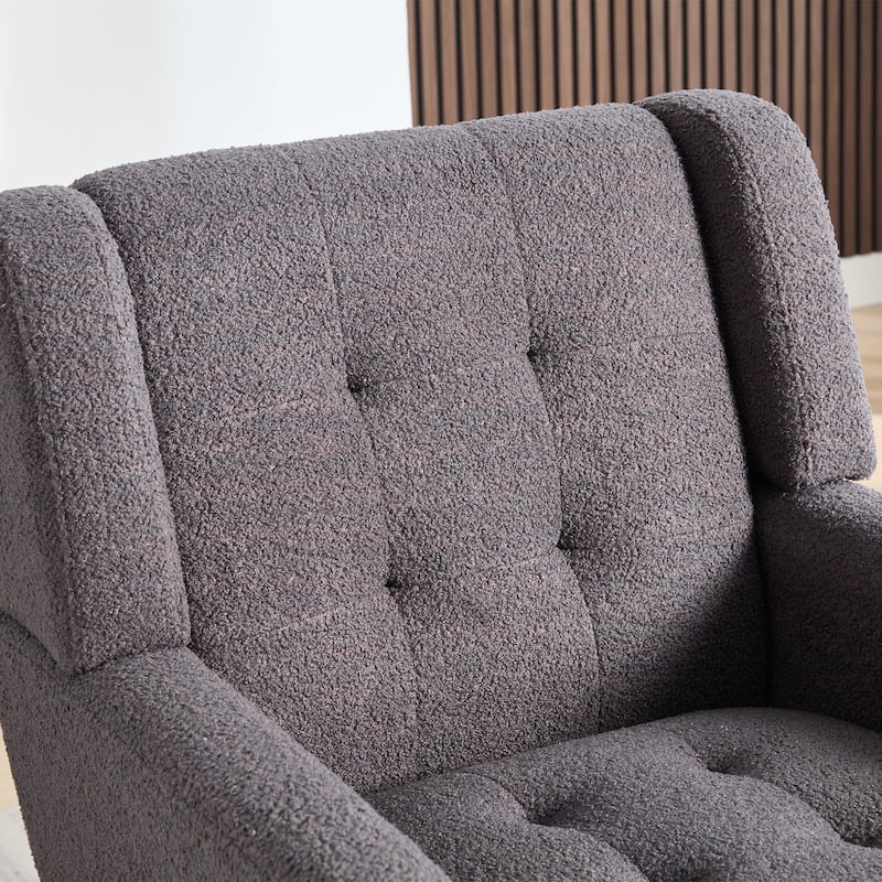 Teddy Fabric Accent Chair with Padded Seat, Curved Back and Black Wood Legs, 250lb Capacity