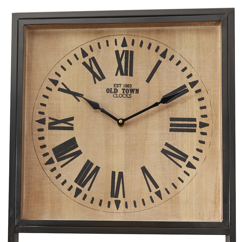 Wood 3 Shelves Wall Shelf with Clock - Brown - Roche River Decor