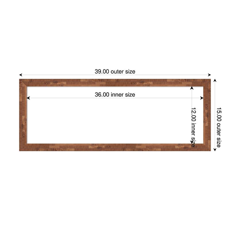 Amanti Art Fresco Dark Walnut Framed Dry Erase Magnetic Board - 39 x 15 in - Fresco Light Pecan