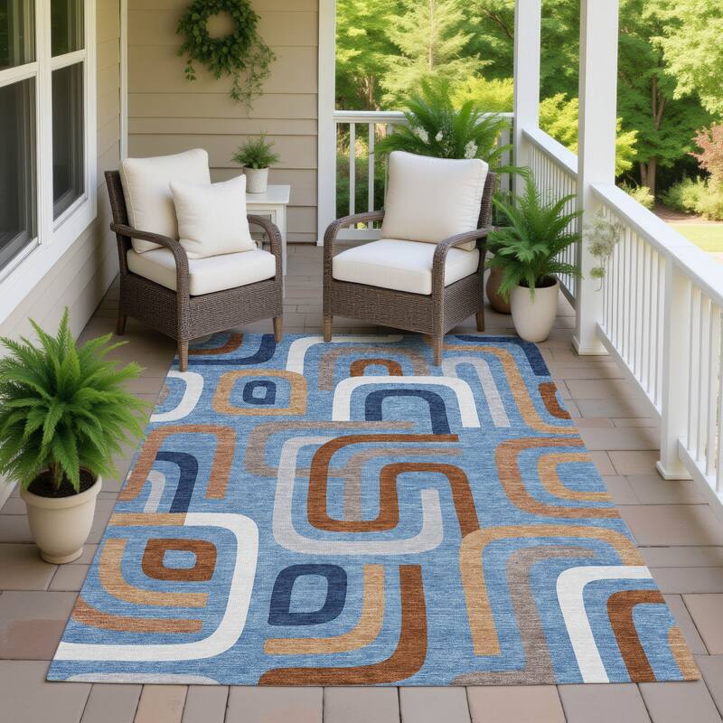 Machine Washable Indoor/ Outdoor Modern Penner Chantille Rug