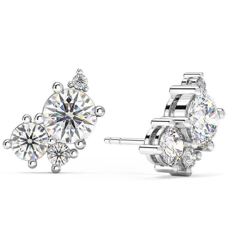 G/VS 2.50Ct Diamond Studs Bouquet Earrings Gold Lab Grown 11.5mm