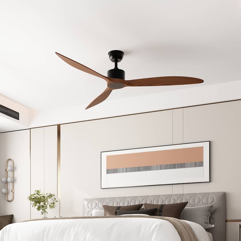 Walnut Ceiling Wood Fan with Remote, 6 Speeds,for All Seasons,Bedroom,Balcony,study