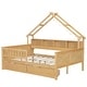 preview thumbnail 6 of 26, Modern Full Size House Bed Frame with LED Light and Guardrail, Wood Kids Storage Platform Bed with Shelves and Drawers