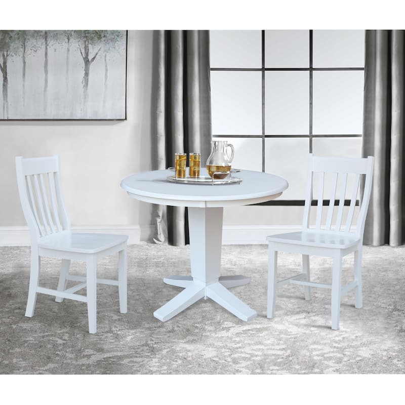 36 in Solid Wood Round Top Pedestal Dining Table with Dining Chairs