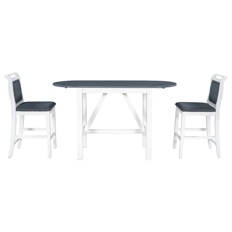 Wood Counter Height Drop Leaf Dining Table Set (Set of 3)