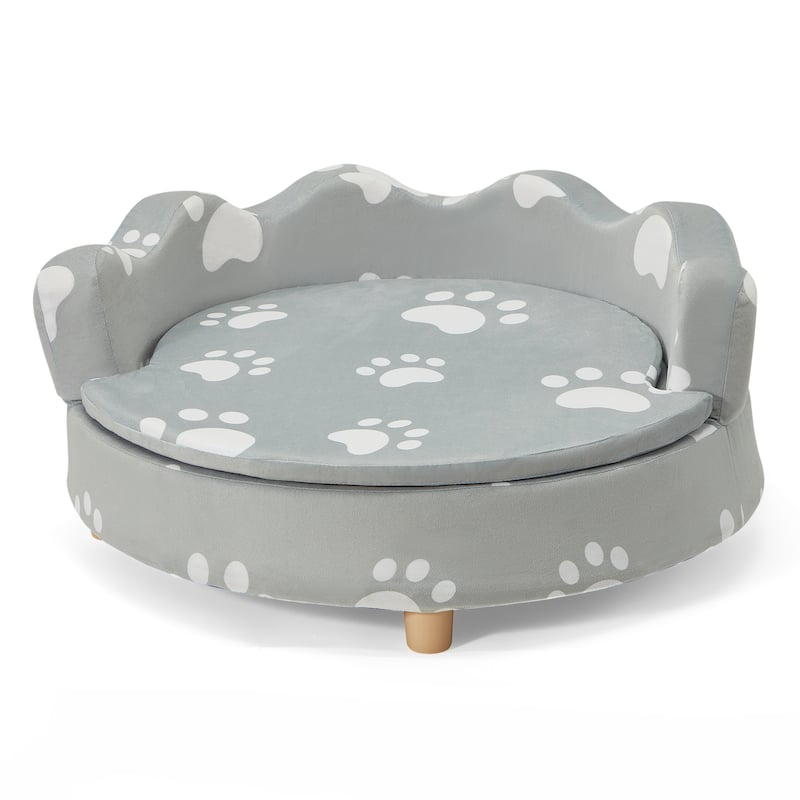 EROMMY 26" Raised Dog Sofa Bed with 3-Sided Bolster and Thick Foam Base, Comfortable Pet Couch with Removable Cushion Cover
