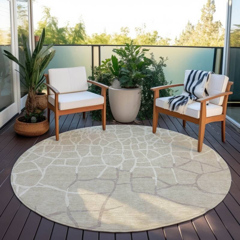 Machine Washable Indoor/ Outdoor Abstract Webby Chantille Rug