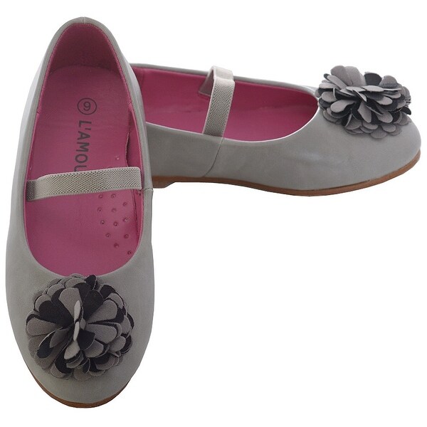 Shop L'Amour Grey Rosette Ballet Flat Style Shoe Toddler
