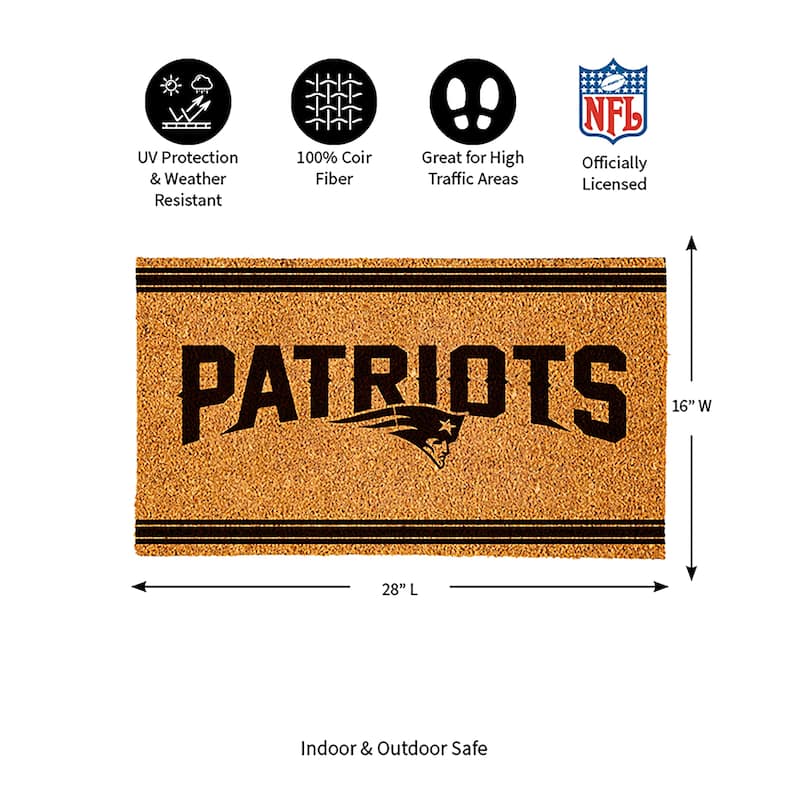New England Patriots Monochrome Indoor/Outdoor Coir Door Mat