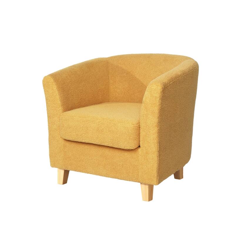 Chair, 31 Inch Tub Design, Flourish Design, Modern Fabric, Mustard Yellow