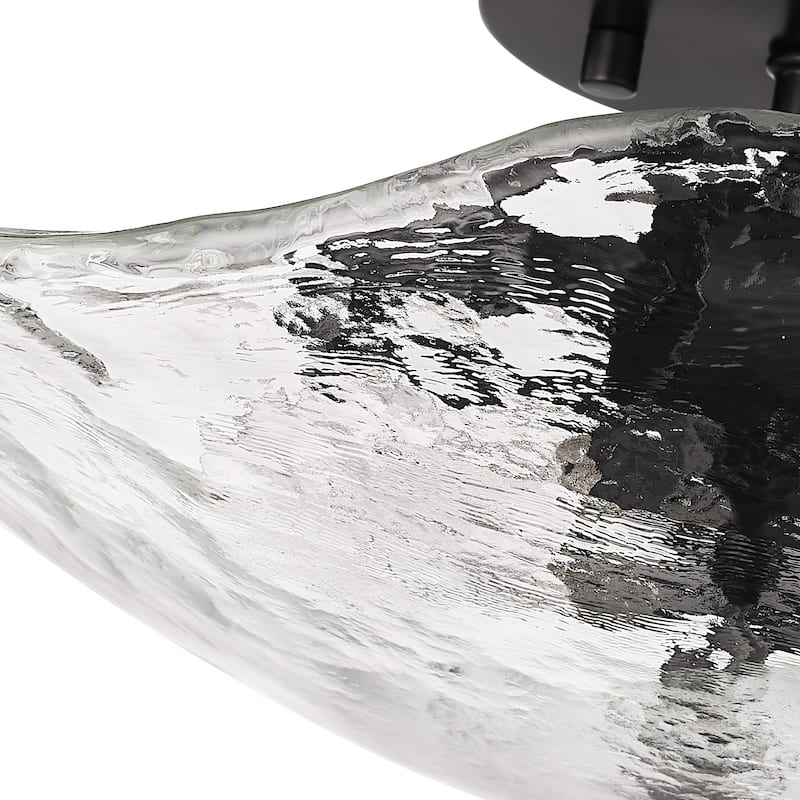 Samara 2-Light Semi-flush with Hammered Water Glass